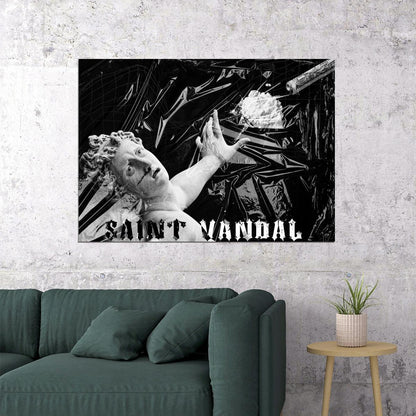 Saint Vandal Pop Art Poster Graffiti Street Art Black and White Sculpture Modern Bold Print