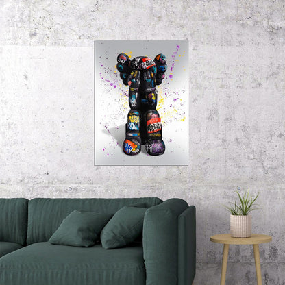 KAWS Inspired Pop Art Poster Graffiti Street Art Colorful Modern Vinyl Figure Tribute Print