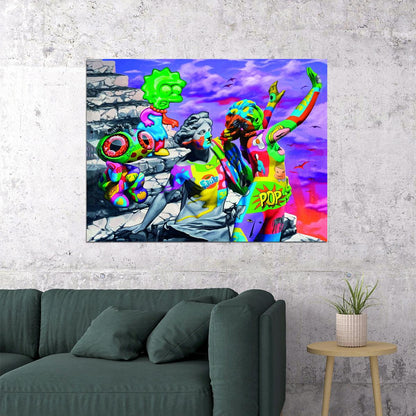 Colorful Fantasy Pop Art Poster Graffiti Street Art Modern Surreal Digital Artwork Print