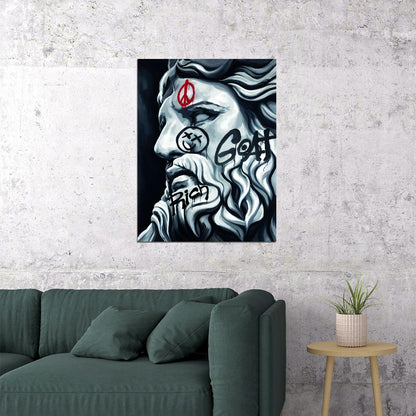 Zeus Greek God Pop Art Poster Graffiti Street Art GOAT Tribute Modern Mythology Print