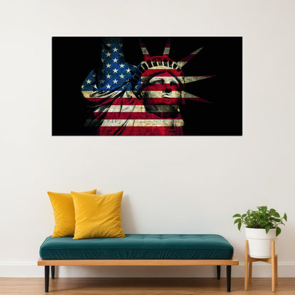 Statue of Liberty Pop Art Poster American Flag Graffiti Street Art Patriotic Modern Tribute Print