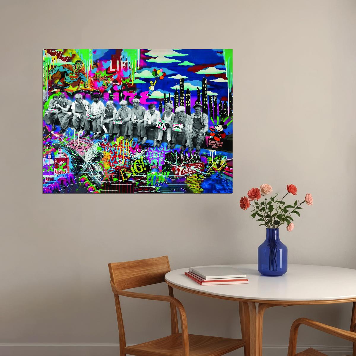 Retro Glitch Pop Art Poster Graffiti Street Art Digital Grunge Modern Abstract Print