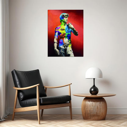 David Sculpture Pop Art Poster Graffiti Street Art Colorful Michelangelo Modern Tribute Print