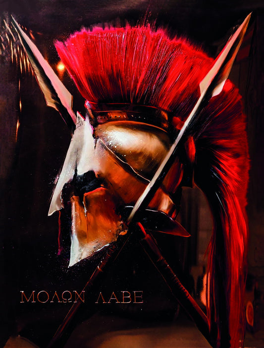 Spartan Helmet Pop Art Poster Ancient Warrior Molon Labe Historical Tribute Modern Print