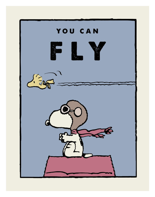 You Can Fly Snoopy and Woodstock Kids Print Motivational Peanuts Wall Art for Children