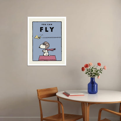 You Can Fly Snoopy and Woodstock Kids Print Motivational Peanuts Wall Art for Children