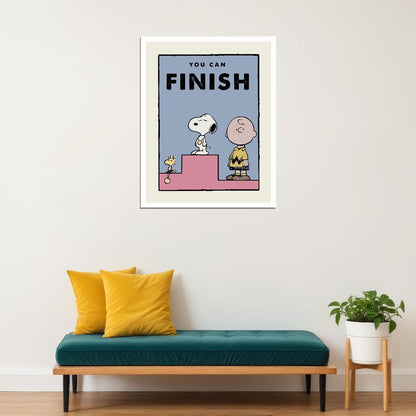 You Can Finish Snoopy and Charlie Brown Kids Wall Print Inspirational Peanuts Art Decor