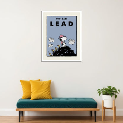 You Can Lead Snoopy Leads the Way Kids Poster Motivational Leadership Peanuts Wall Print for Children