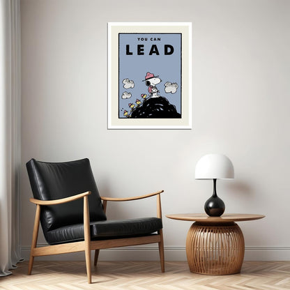 You Can Lead Snoopy Leads the Way Kids Poster Motivational Leadership Peanuts Wall Print for Children