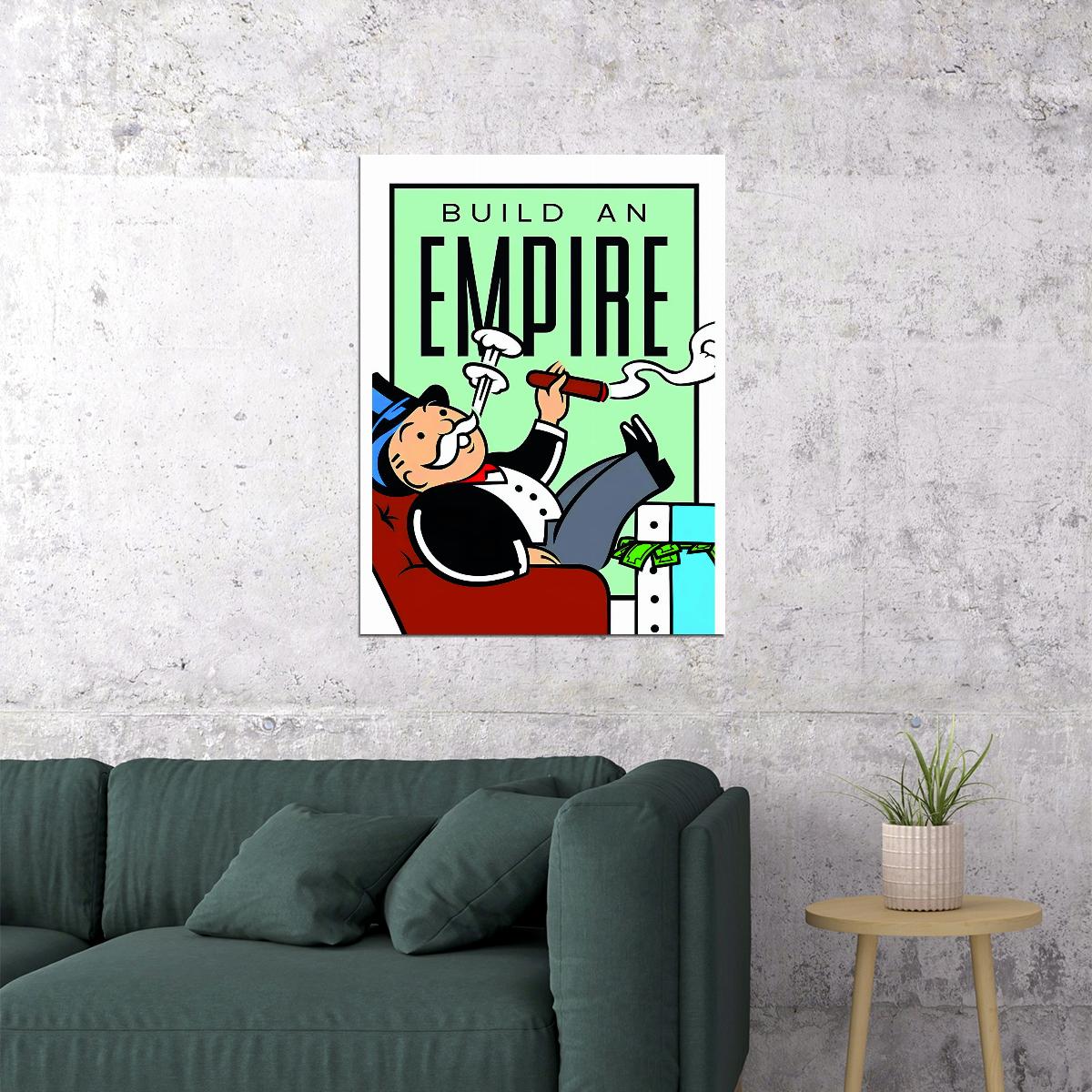 Build an Empire Monopoly Art Poster Success and Ambition Wall Decor with Iconic Imagery Modern Office Wall Art for Visionaries