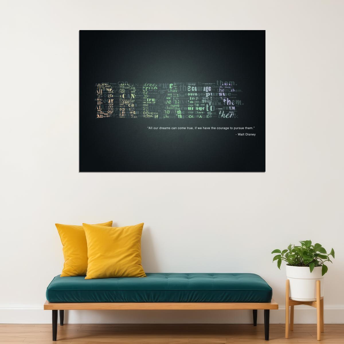 Dreams Motivational Text Art Poster Inspirational Wall Decor for Visionary Thinkers Modern Office Wall Art with Meaningful Message