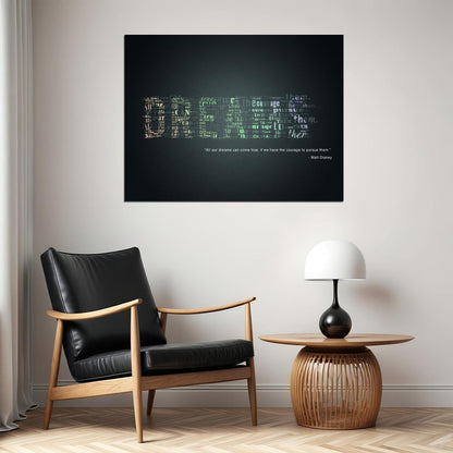 Dreams Motivational Text Art Poster Inspirational Wall Decor for Visionary Thinkers Modern Office Wall Art with Meaningful Message