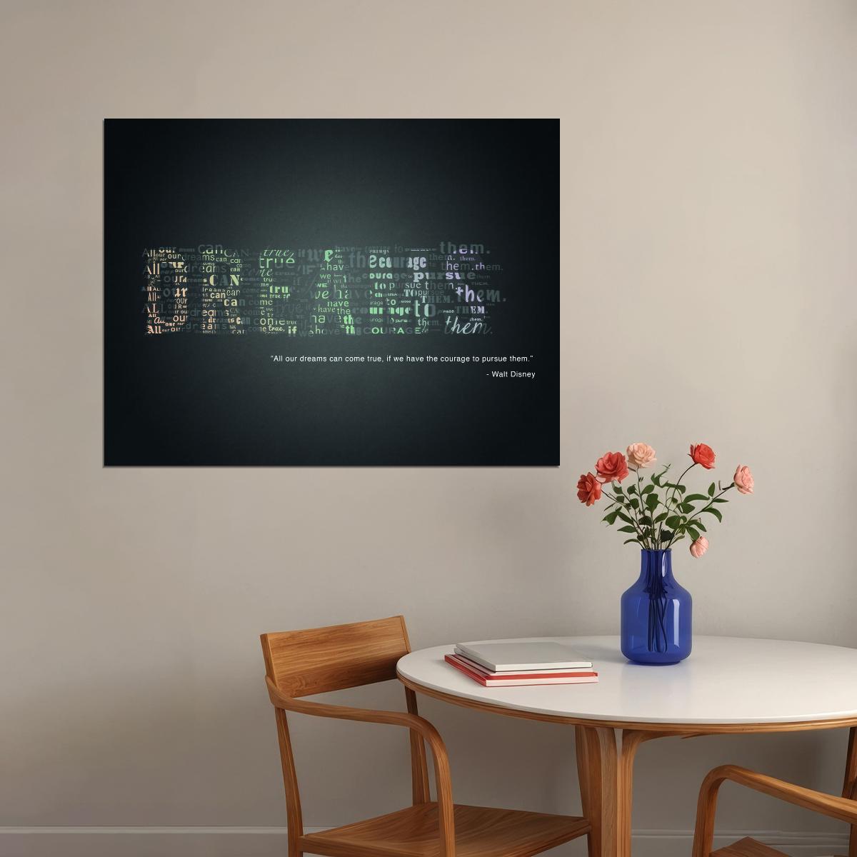 Dreams Motivational Text Art Poster Inspirational Wall Decor for Visionary Thinkers Modern Office Wall Art with Meaningful Message