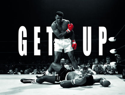 Get Up Boxing Art Poster Muhammad Ali Motivational Wall Decor Iconic Sports Wall Art for Inspiration and Perseverance Office Print