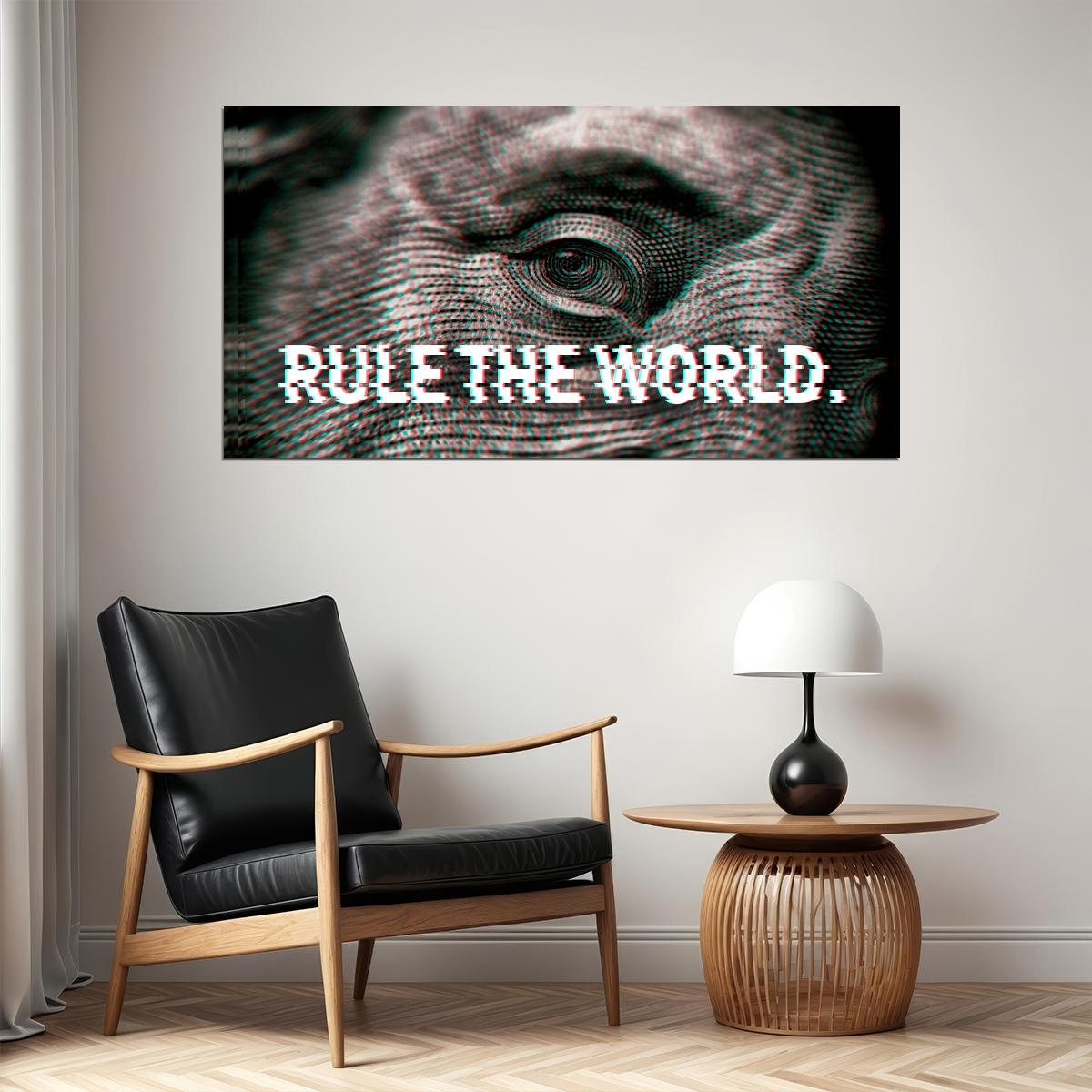 Rule the World Eye Art Poster Modern Wall Decor Featuring Motivational and Powerful Design Perfect for Office or Study Wall Art Print