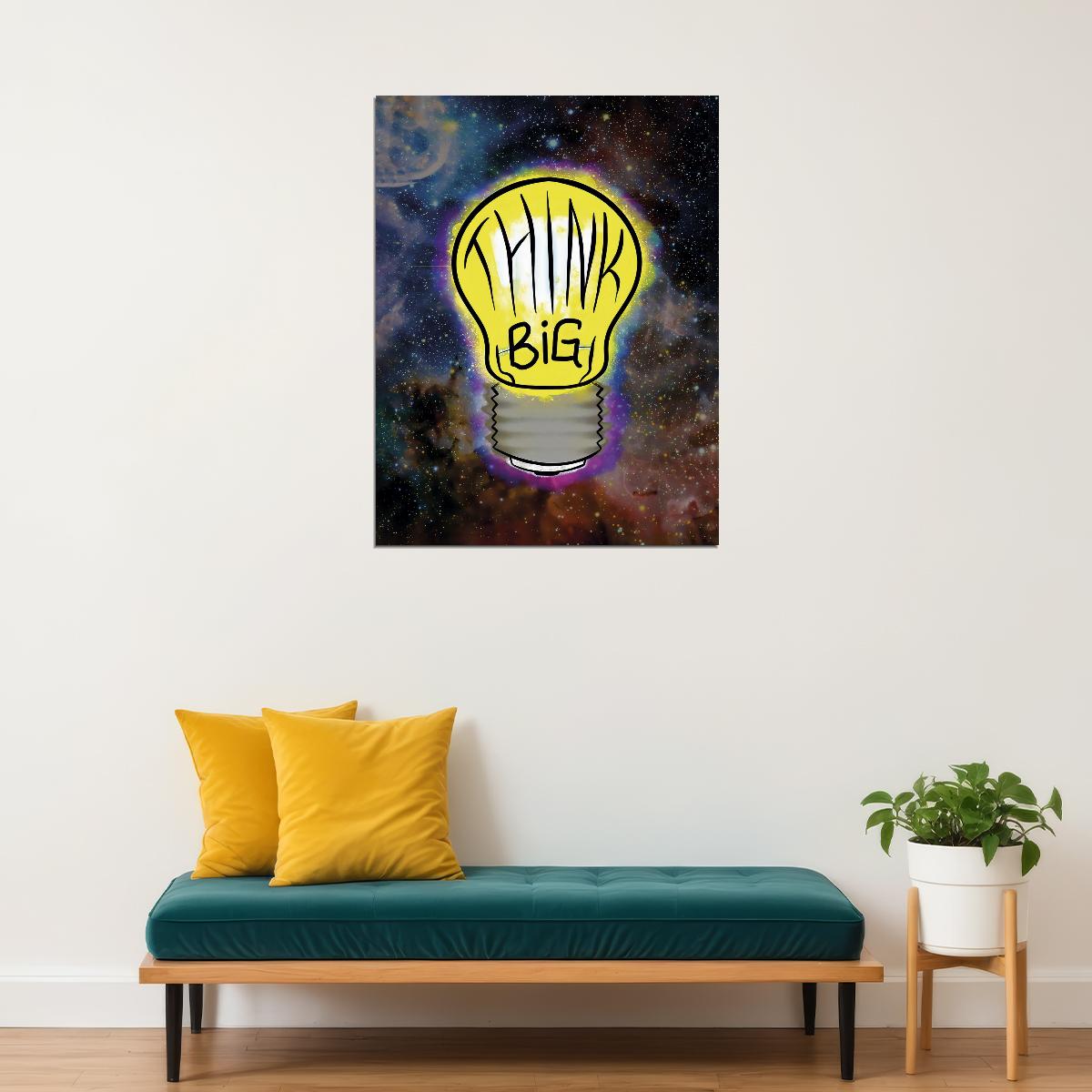 Think Big Lightbulb Art Poster Creative and Motivational Wall Decor for Innovative Spaces Modern Office Wall Art Print