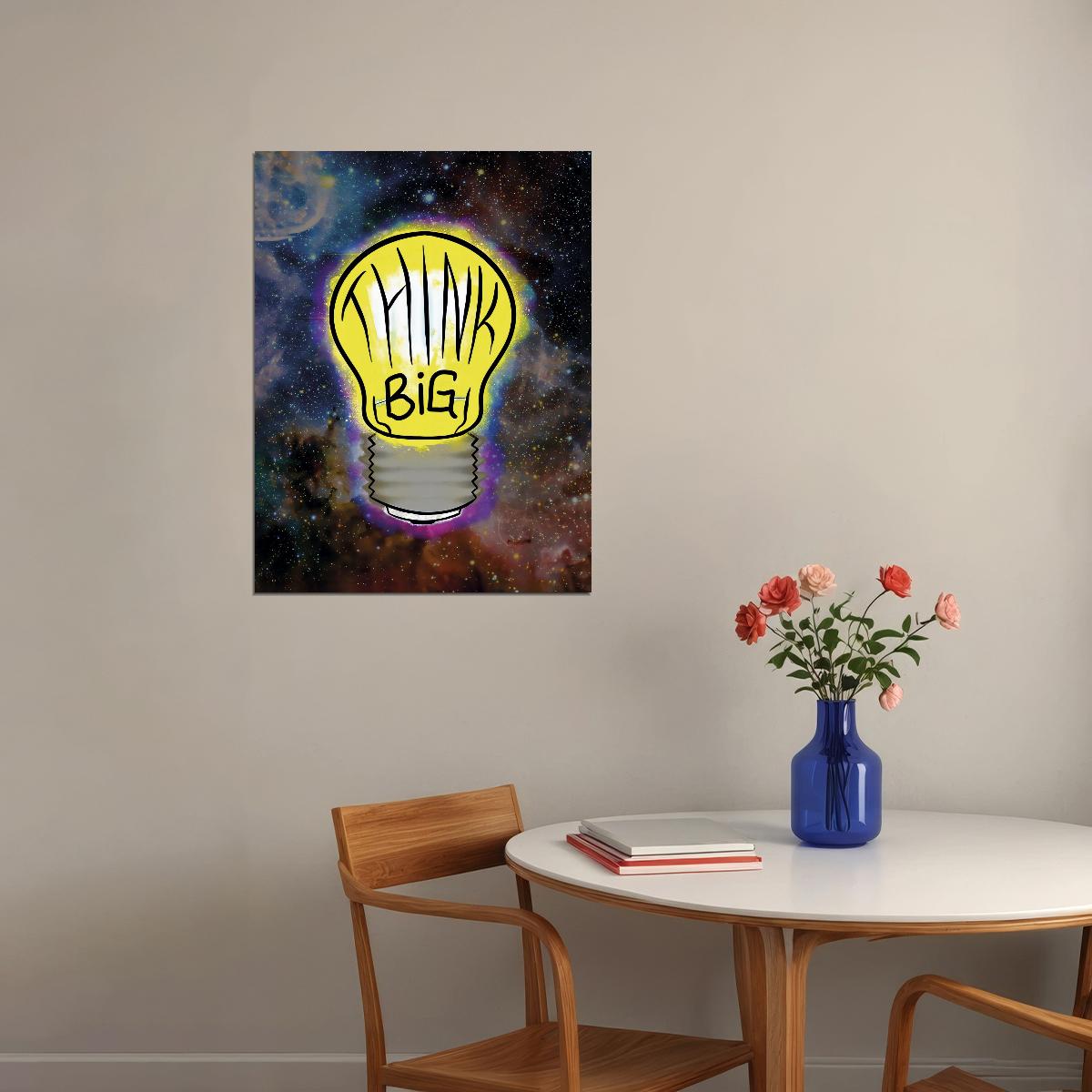 Think Big Lightbulb Art Poster Creative and Motivational Wall Decor for Innovative Spaces Modern Office Wall Art Print