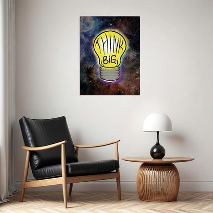 Think Big Lightbulb Art Poster Creative and Motivational Wall Decor for Innovative Spaces Modern Office Wall Art Print