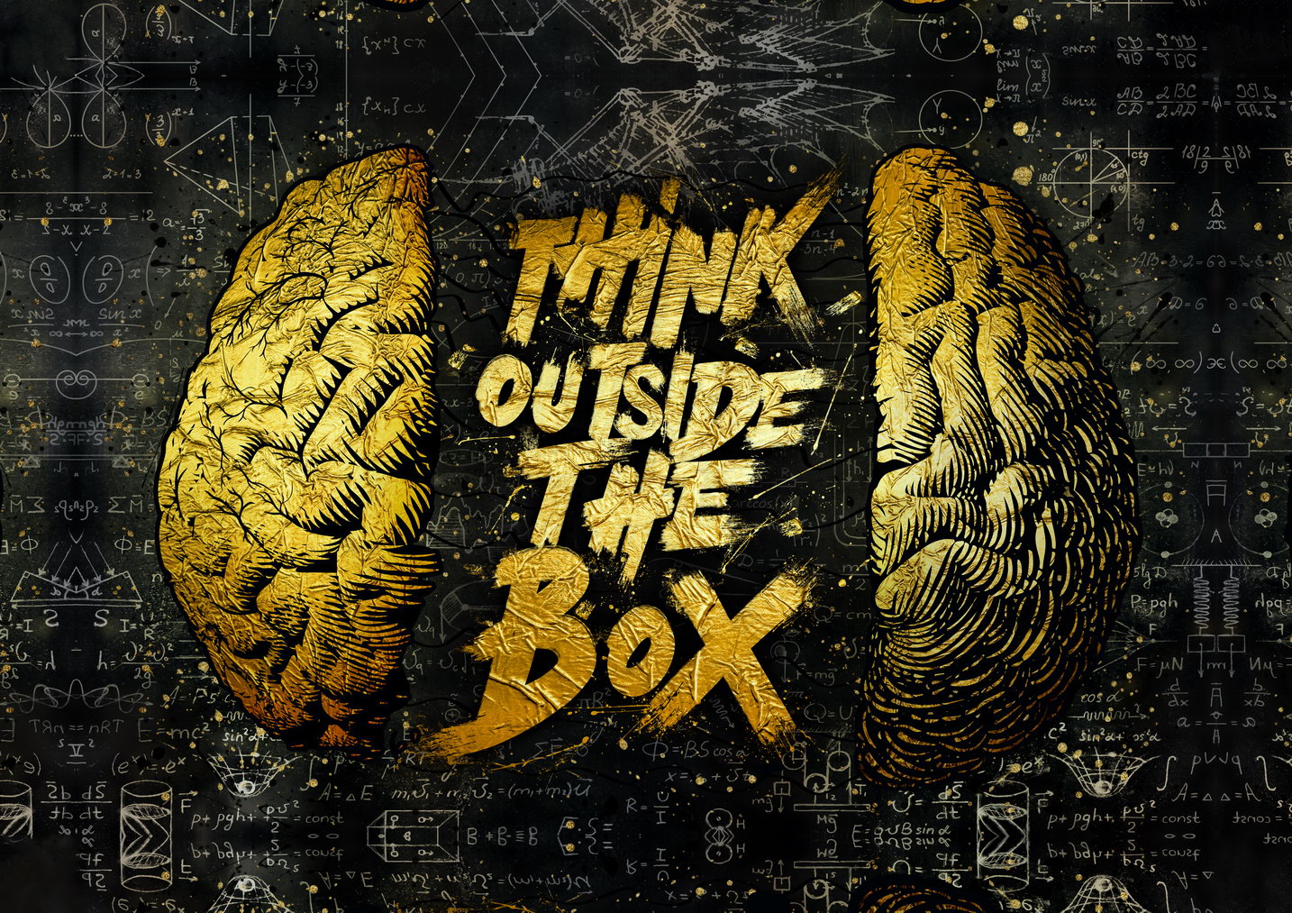 Think Outside the Box Brain Art Poster Inspirational Wall Decor Unique Creative Office Wall Art Print