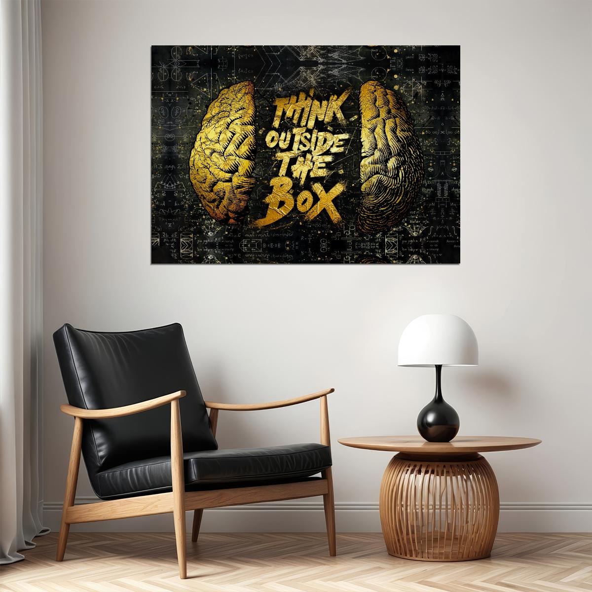 Think Outside the Box Brain Art Poster Inspirational Wall Decor Unique Creative Office Wall Art Print