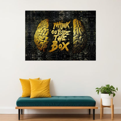 Think Outside the Box Brain Art Poster Inspirational Wall Decor Unique Creative Office Wall Art Print