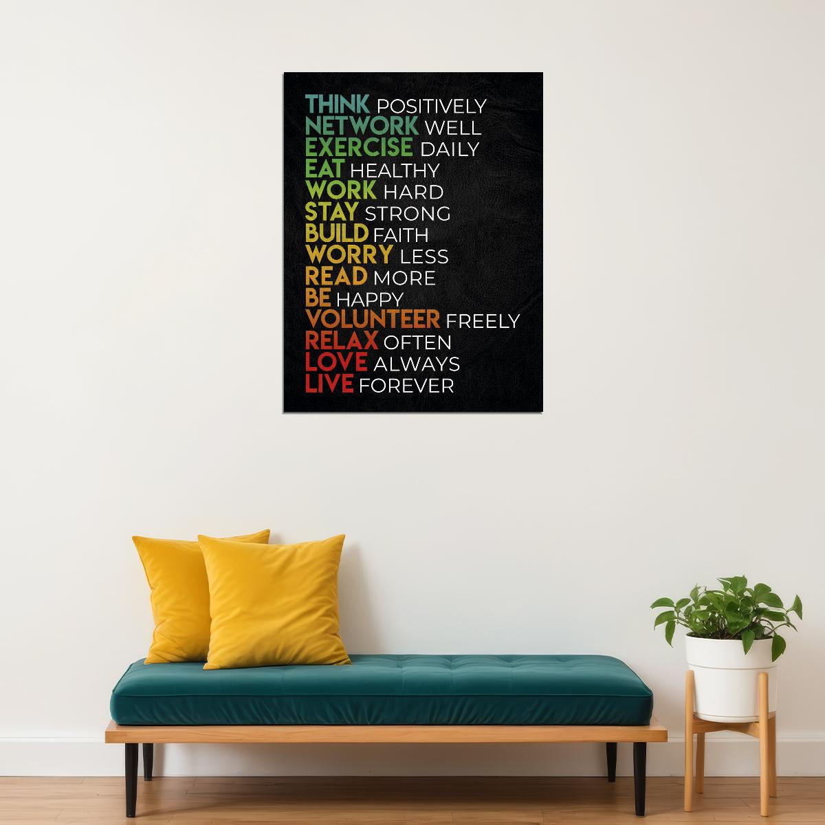 Think Positively Inspirational Art Poster Motivational Wall Decor Positive Affirmations Office Wall Art Print