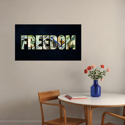 Freedom Typography Art Poster Patriotic Wall Decor Bold Motivational Office Wall Art Print