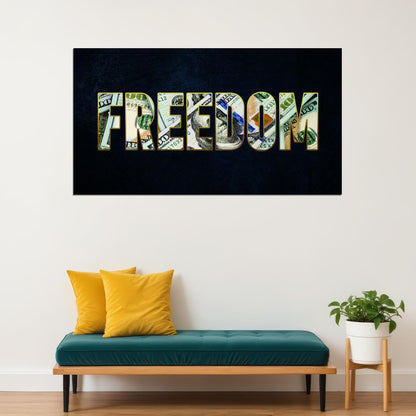 Freedom Typography Art Poster Patriotic Wall Decor Bold Motivational Office Wall Art Print