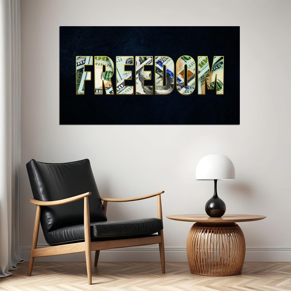 Freedom Typography Art Poster Patriotic Wall Decor Bold Motivational Office Wall Art Print