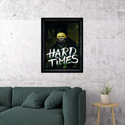 Hard Times Skull Art Poster Dark Gothic Wall Decor Motivational Artistic Unique Modern Alternative Style Wall Art Print