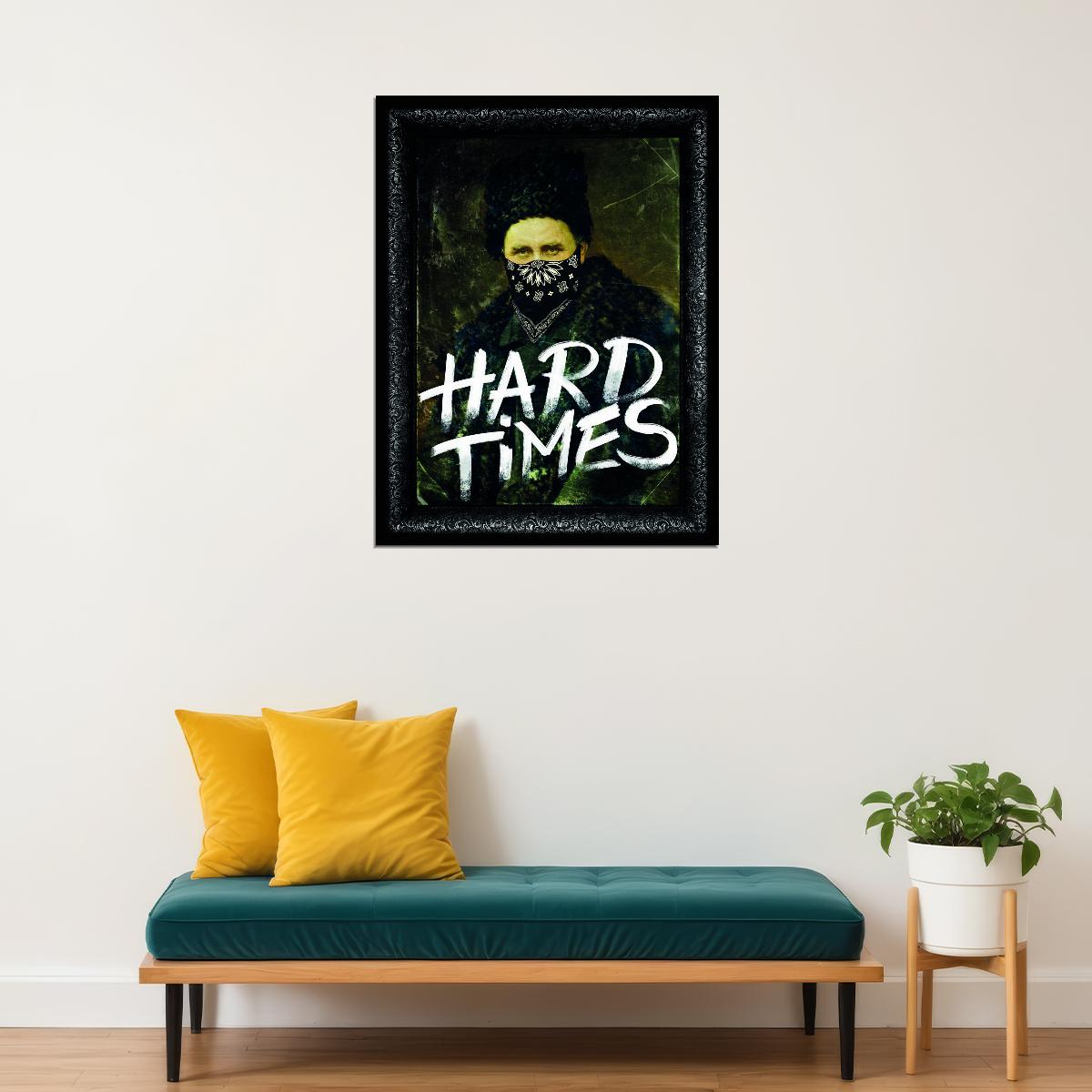 Hard Times Skull Art Poster Dark Gothic Wall Decor Motivational Artistic Unique Modern Alternative Style Wall Art Print