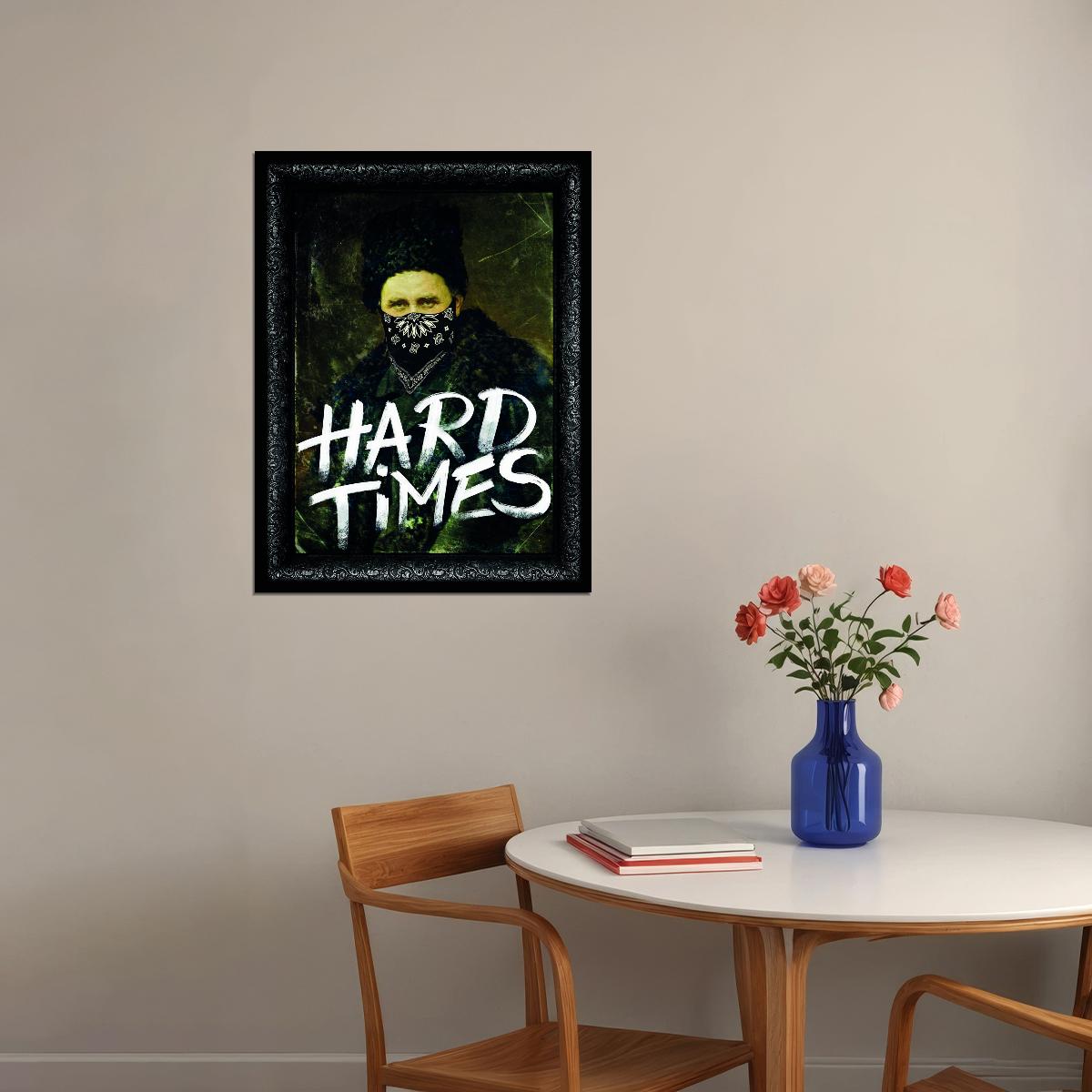 Hard Times Skull Art Poster Dark Gothic Wall Decor Motivational Artistic Unique Modern Alternative Style Wall Art Print