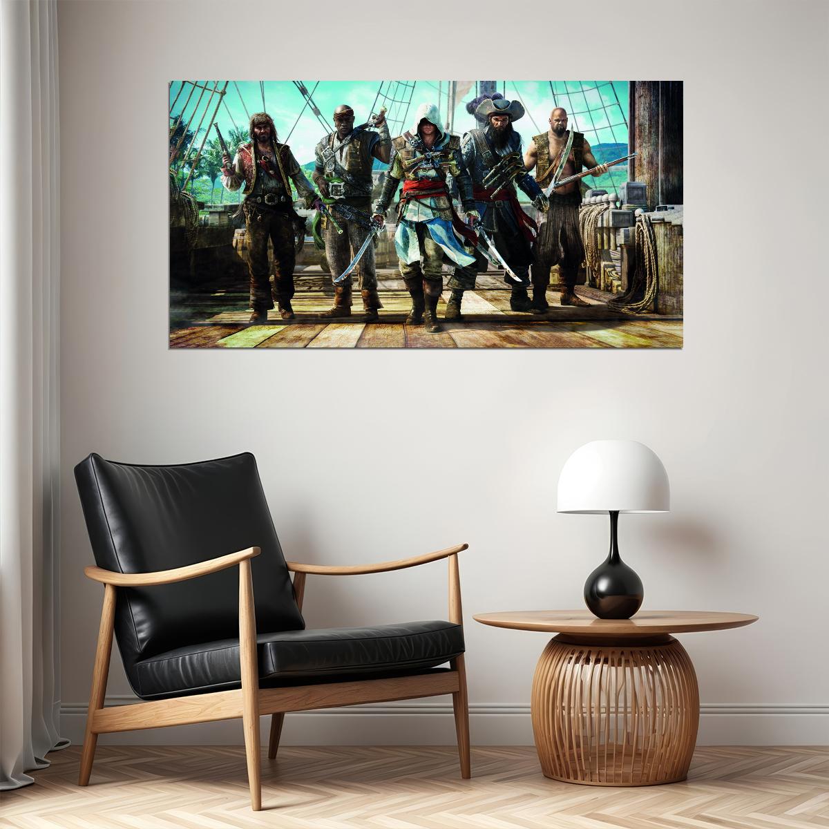 Pirates Adventure Video Game Poster Action Adventure Wall Decor Assassin Style Epic Gaming Artwork Gaming Wall Print