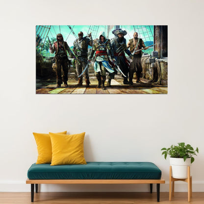 Pirates Adventure Video Game Poster Action Adventure Wall Decor Assassin Style Epic Gaming Artwork Gaming Wall Print