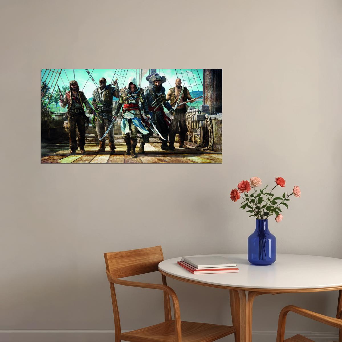 Pirates Adventure Video Game Poster Action Adventure Wall Decor Assassin Style Epic Gaming Artwork Gaming Wall Print