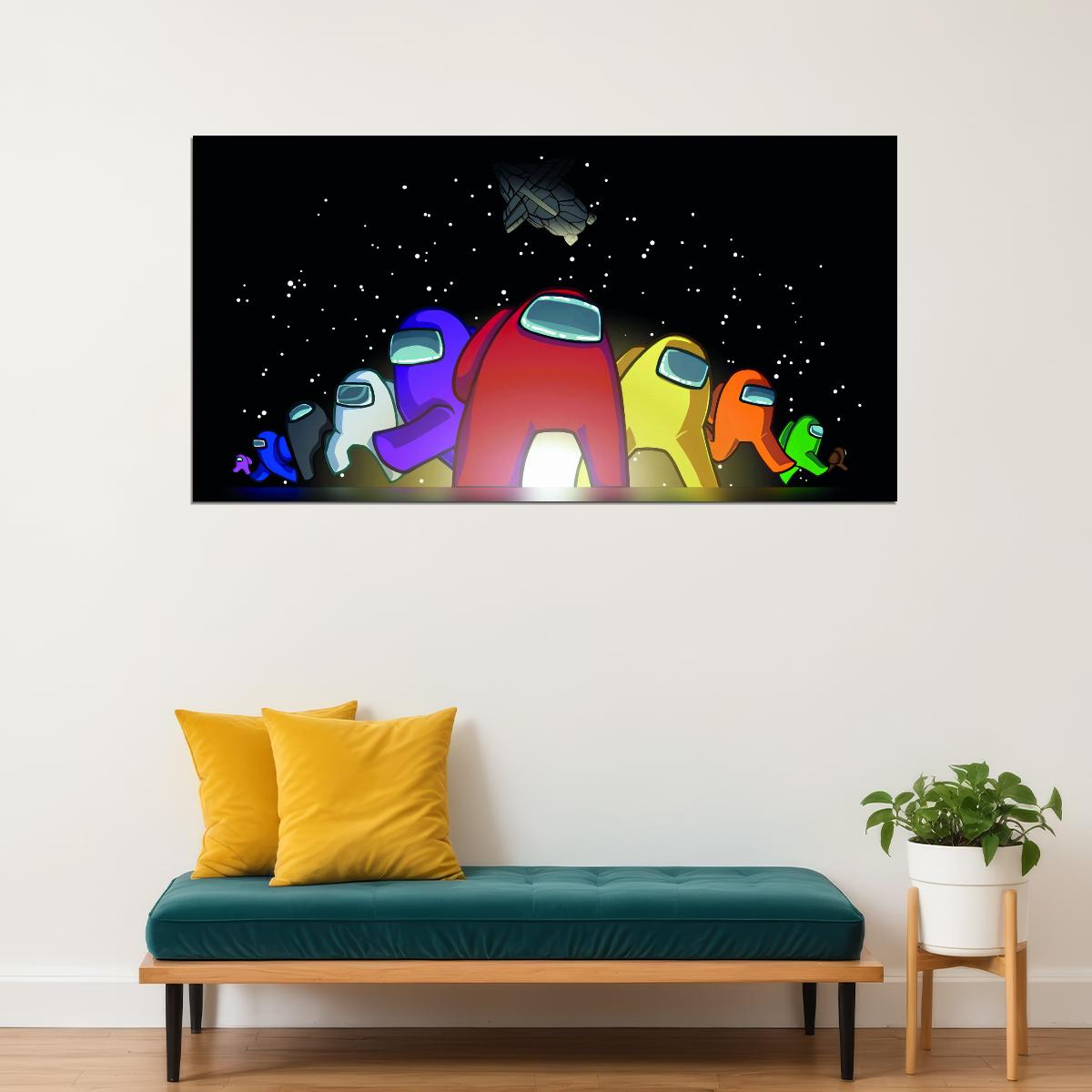 Among Us Video Game Poster Multiplayer Party Game Wall Decor Space Themed Gaming Artwork Wall Print