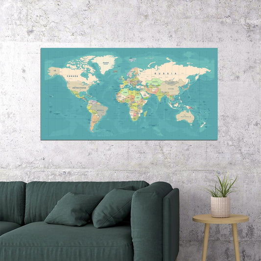 World Map Art Poster Pastel Style Wall Decor Minimalist Travel Themed Modern Artistic Map Wall Print - xonomax