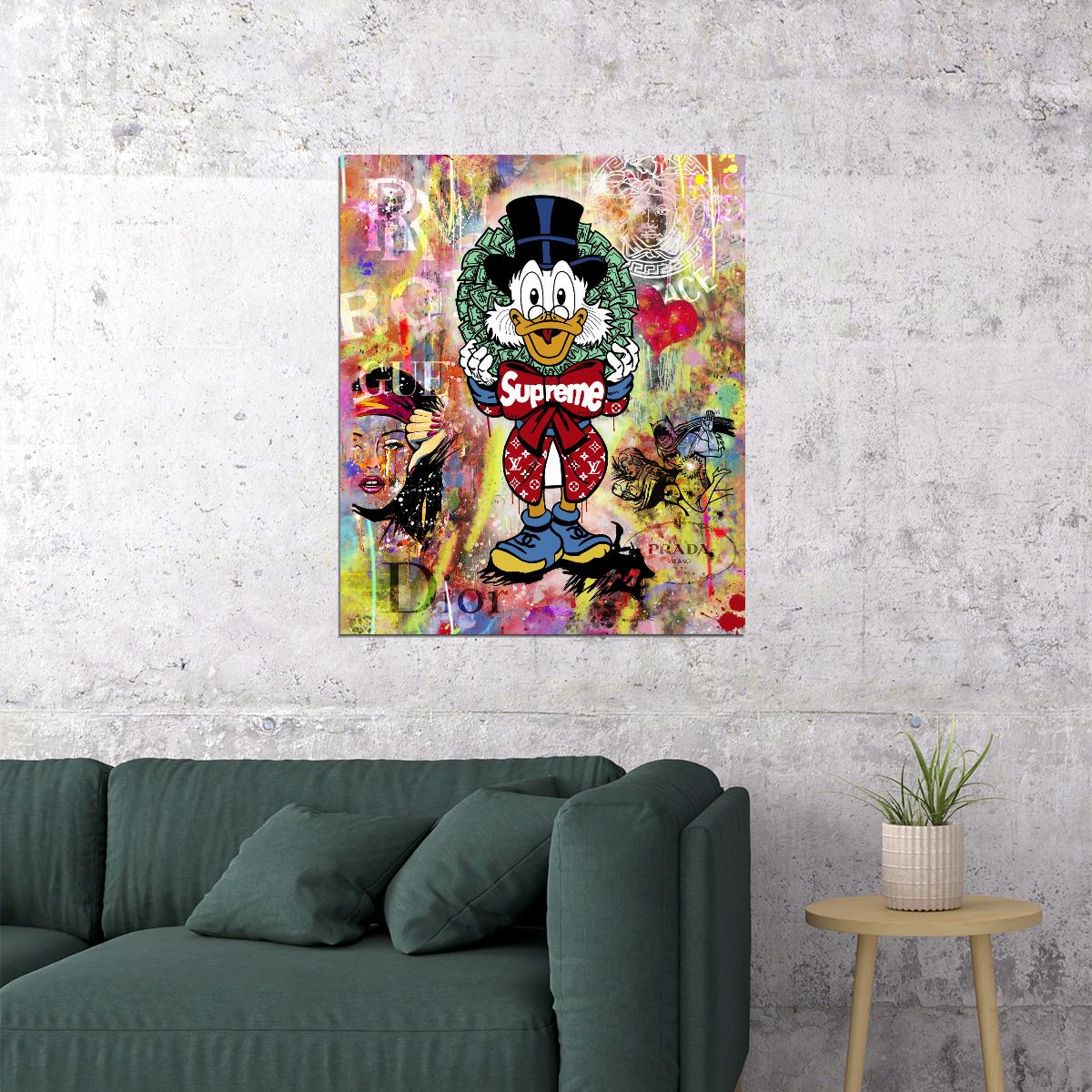 Minnie Mouse Supreme Graffiti Art Poster Luxury Street Wall Decor Modern Cartoon Pop Art Style Wall Print