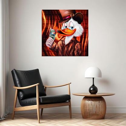 Scrooge McDuck Graffiti Art Poster Money Theme Wall Decor Bold Urban Pop Art Cartoon Style Wall Print