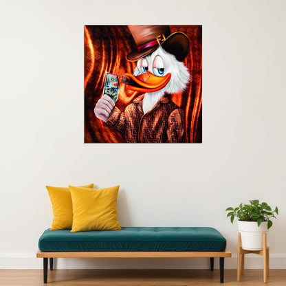 Scrooge McDuck Graffiti Art Poster Money Theme Wall Decor Bold Urban Pop Art Cartoon Style Wall Print