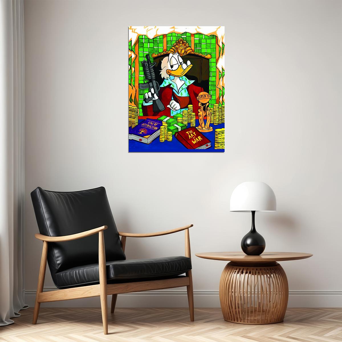 Scrooge McDuck Money Graffiti Art Poster Bold Urban Wall Decor Cartoon Pop Art Street Style Wall Print