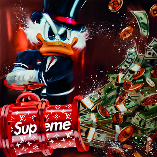 Scrooge McDuck Supreme Bag Graffiti Art Poster Luxury Urban Wall Decor Cartoon Pop Art Money Theme Wall Print