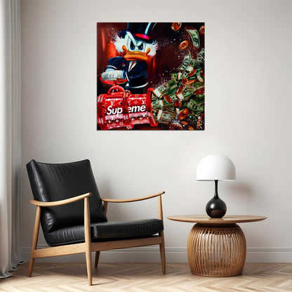 Scrooge McDuck Supreme Bag Graffiti Art Poster Luxury Urban Wall Decor Cartoon Pop Art Money Theme Wall Print