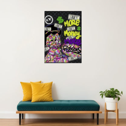 More Money More Problems Graffiti Art Poster Street Urban Wall Decor Bold Pop Art Cartoon Style Wall Print