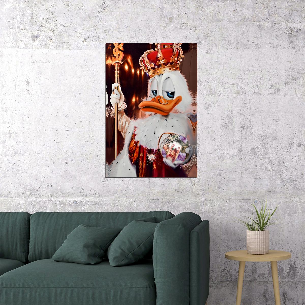 Scrooge McDuck Royal Graffiti Art Poster Bold Urban Wall Decor Cartoon Pop Art Luxury Style Wall Print