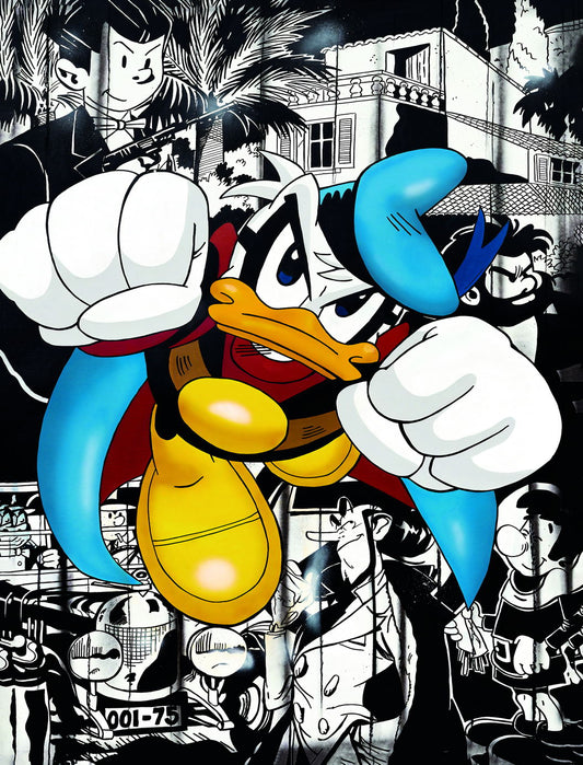 Donald Duck Boxing Graffiti Art Poster Bold Urban Wall Decor Cartoon Pop Art Style Wall Print