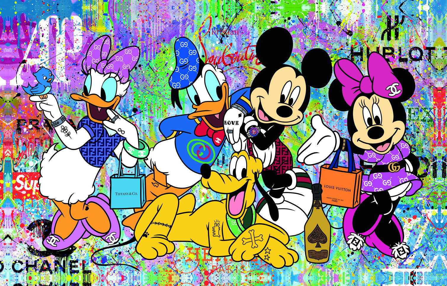 Poster - Disney Characters Graffiti Art Poster Mickey and