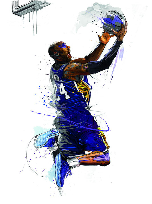 Kobe Bryant Dunk Art Poster Basketball Legend Wall Decor Iconic Sports Artwork Modern Style Wall Print