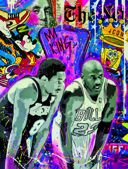 Shaquille O’Neal and Kobe Bryant Art Poster Basketball Duo Wall Decor Iconic Sports Artwork Modern Style Wall Print