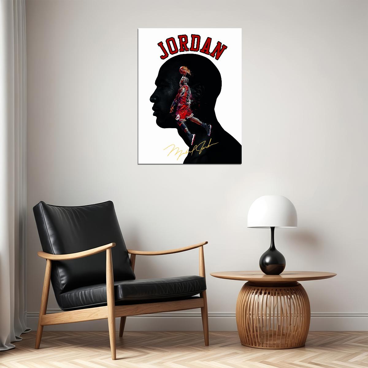 Michael Jordan Silhouette Art Poster Basketball Legend Wall Decor Iconic Sports Artwork Bold Style Wall Print